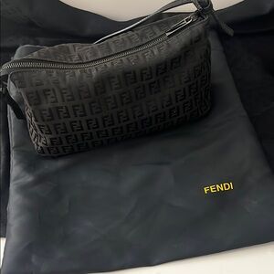 Fendi Black Embossed Logo Clutch